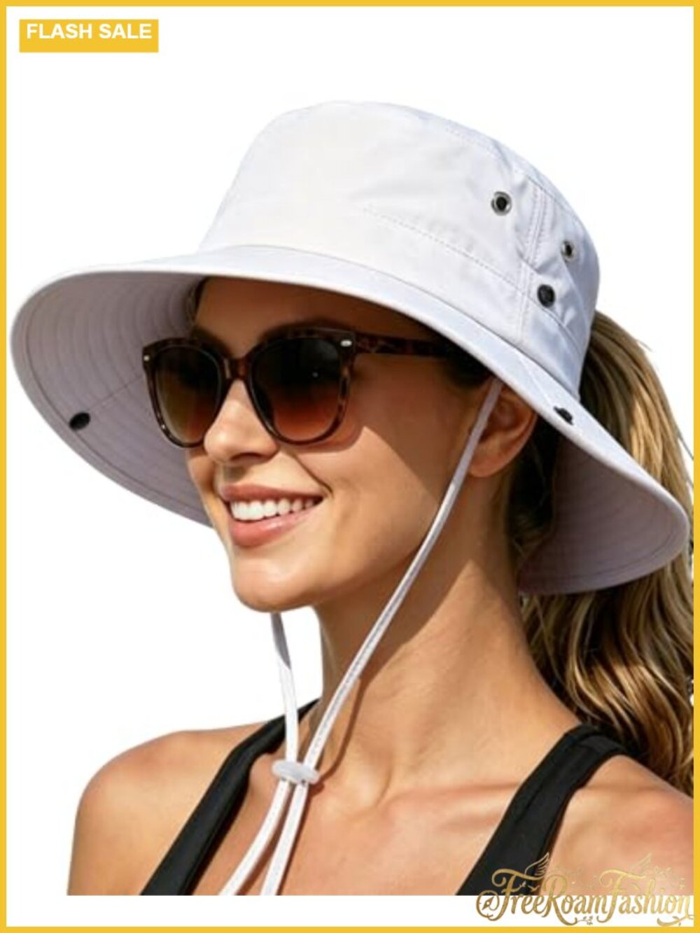 Wide Brim Bucket Sun Hat Ponytail Hole UPF 50 Packable Outdoor